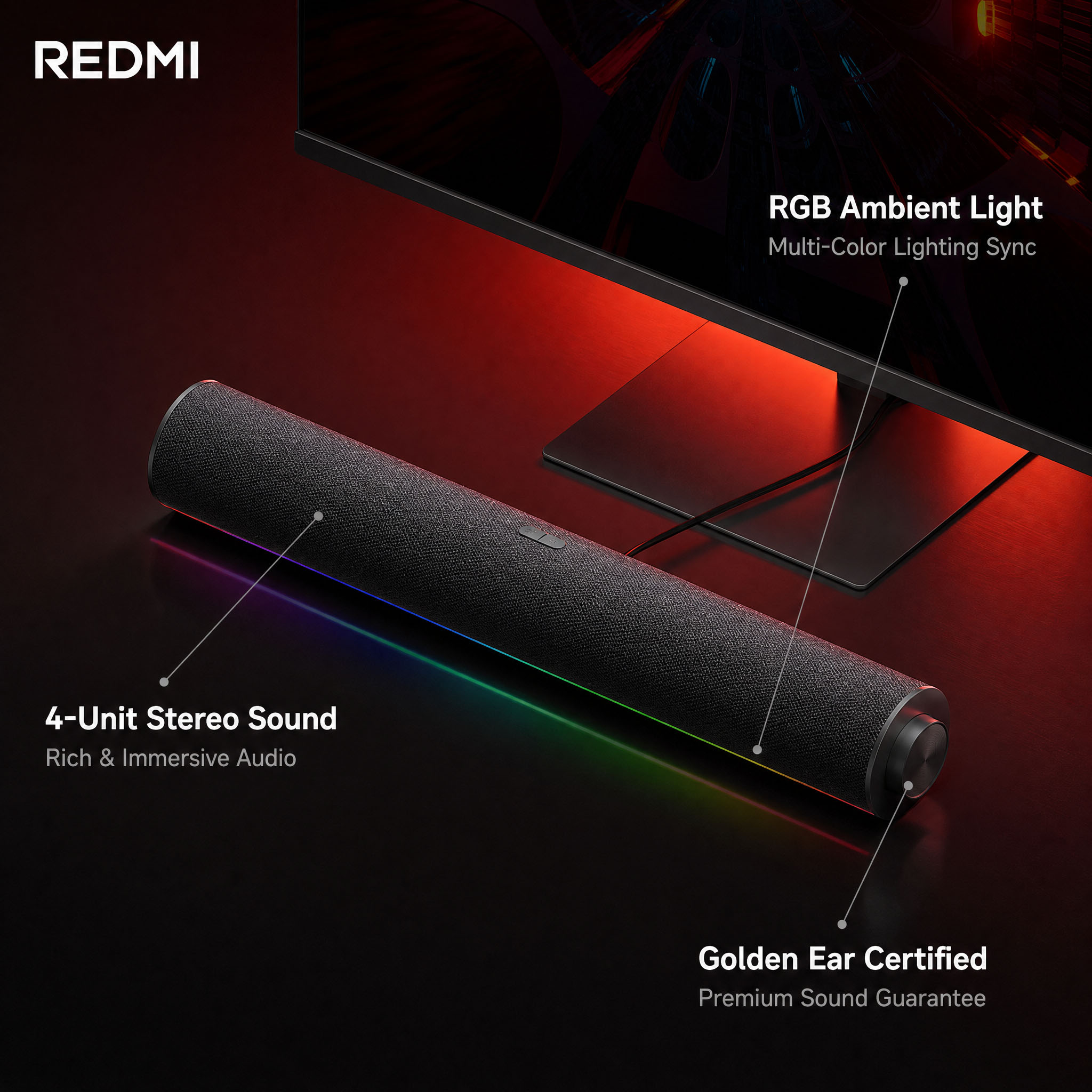Rgb Computer Soundbar For Pc - Caixa de Som para PC Xiaomi