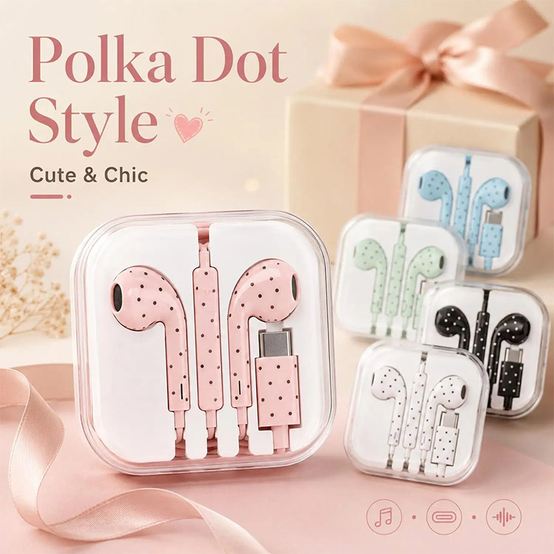 Type C Wired Earphones With Mic - Fones de ouvido com fio, design