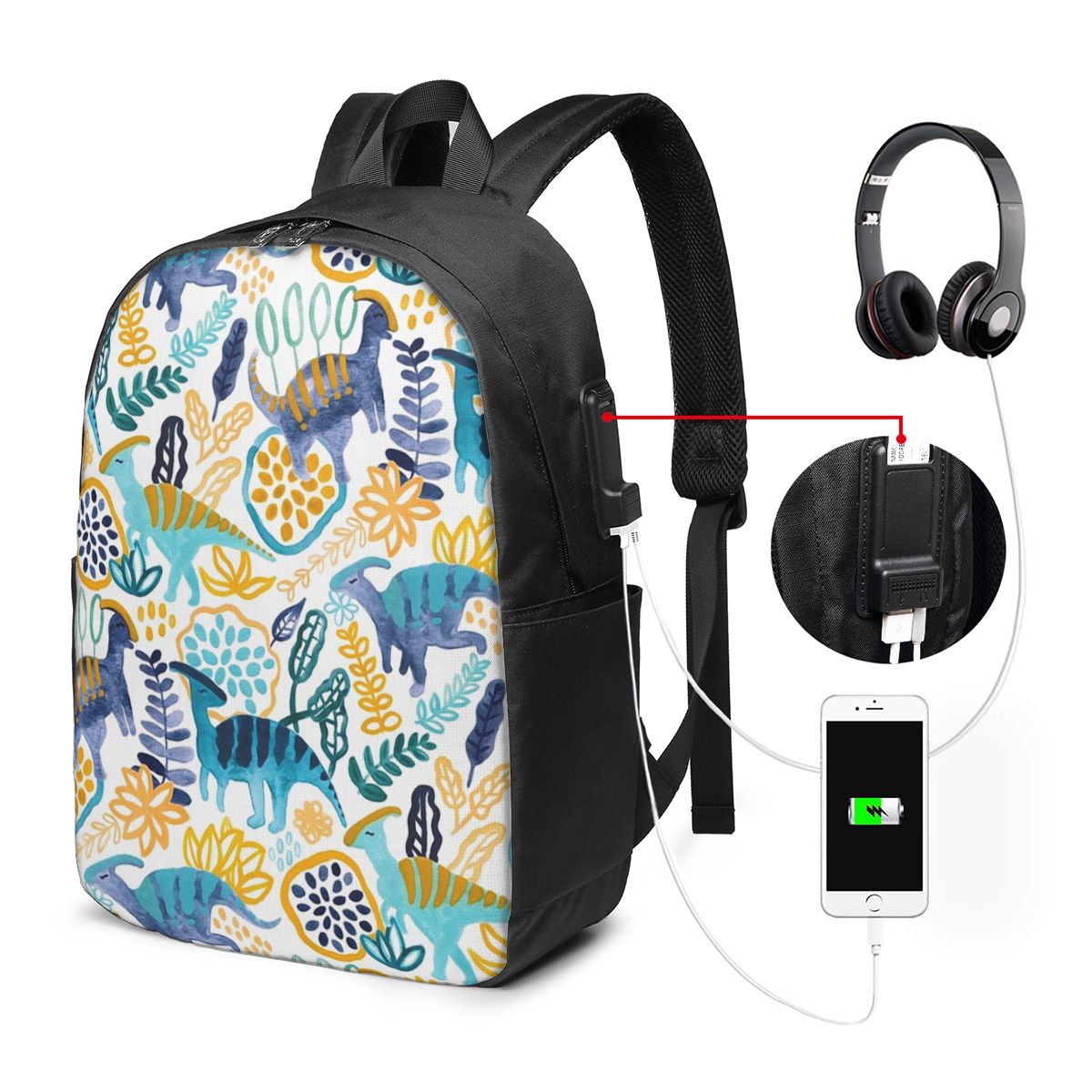 Laptops - Mochila Gouache Parasaurolophuses para viagem, bolsa