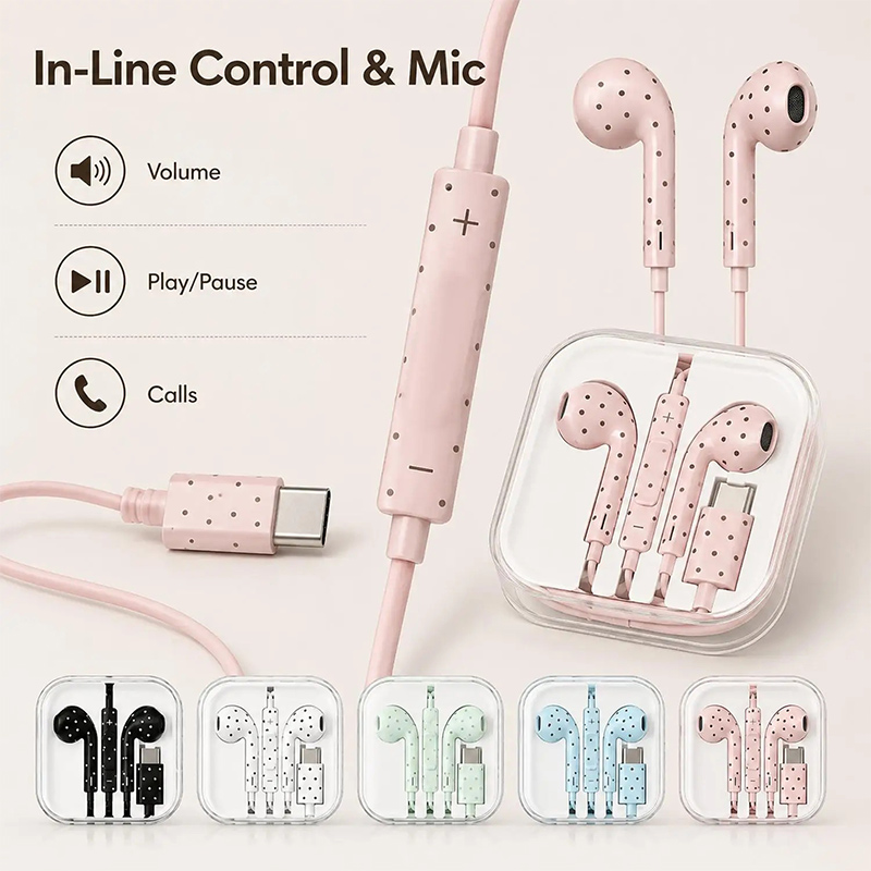 Fones de ouvido com fio, desig - Type C Wired Earphones With Mic avaliação e preço
