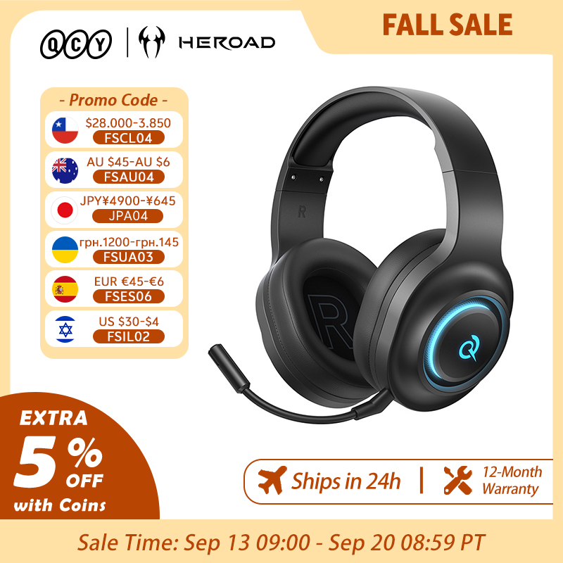 Fone QCY de ouvido gamer Heroa - Gaming Headset With Mic Rgb avaliação e preço