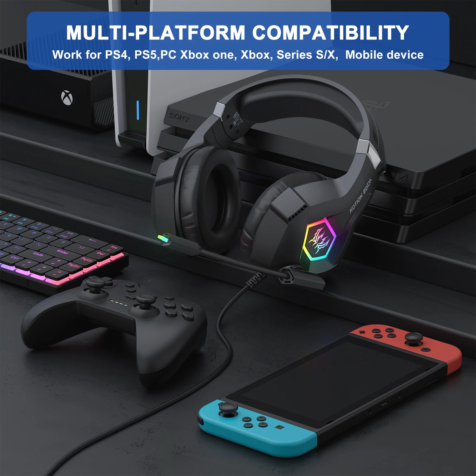 Fone de ouvido para jogos com  - Gaming Headset With Mic Rgb avaliação e preço